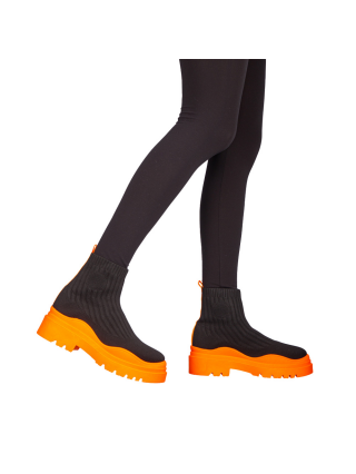 NOUTATI, Pantofi sport dama Triza negre cu portocaliu - Kalapod.net